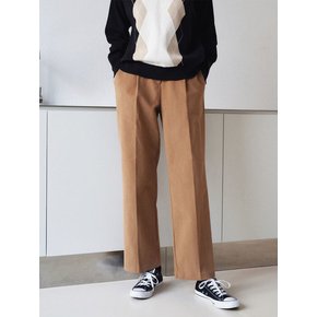 Peach pintuck side button slacks - camel beige