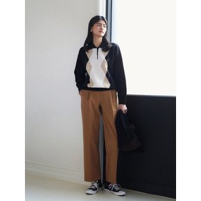 Peach pintuck side button slacks - camel beige