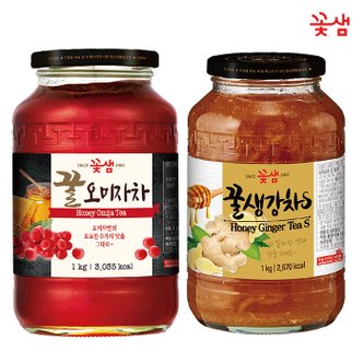  꽃샘 꿀 오미자차 1KG +꿀 생강차S 1KG (과일청)