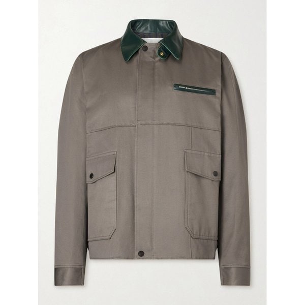 가죽 트리밍 코튼 트윌 봄버 재킷 46376663162962390