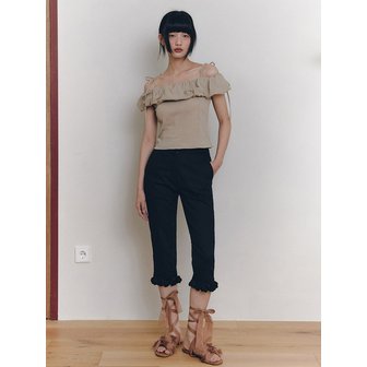 가니송 Rose Trim Capri Pants_black