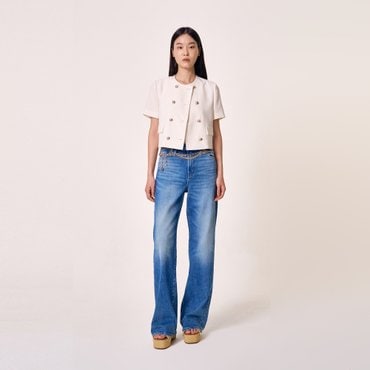 마쥬 더블버튼 반소매 크롭 자켓