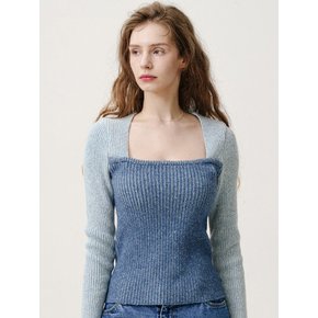 LAYERED SQUARE NECK KNIT_LIGHT BLUE