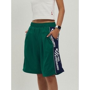 Side Slogan Mesh Basketball Shorts_Green