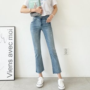 제이지컴퍼니 여성 쫀득 스판 밑단 컷팅 워싱 부츠컷 데님 팬츠 바지
