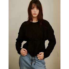 Seine Pleats Drop Shoulder Top_Black