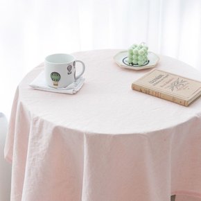 멜란 워싱 무지 면 식탁보 테이블보 핑크
