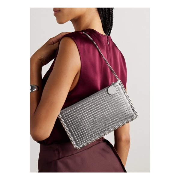 스텔라매카트니 팔라벨라 장식 새틴 숄더 백 실버 46376663162900168