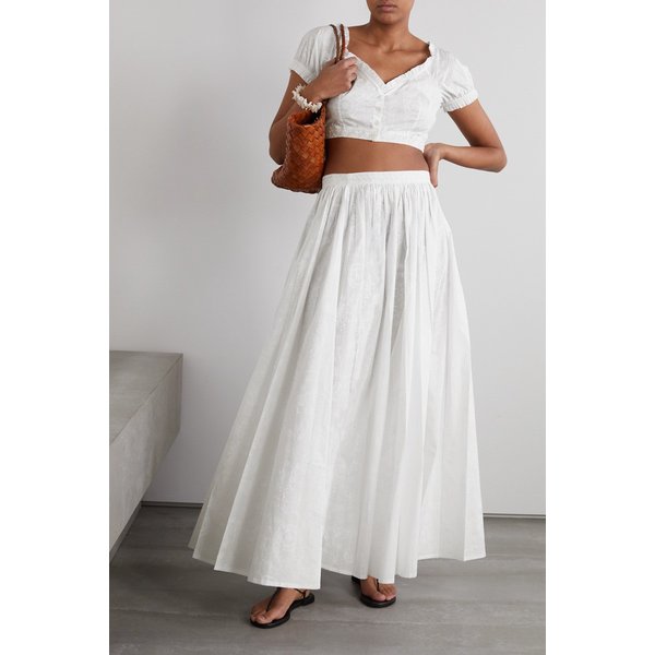 엠포리오 시레누세 카멜리아 플리츠 코튼 포플린 맥시 스커트 33258524071886857