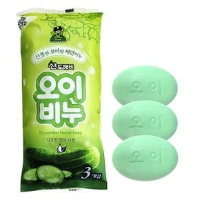 1봉 3개입 산도깨비 오이비누 80g x3P 세안비누 세수비누 세면도구 세숫비누 미용비누 캠핑