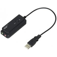 버팔로 USB 오디오 변환 케이블 USB A - 3.5mm 미니 플러그 블랙 BSHSAU01BK