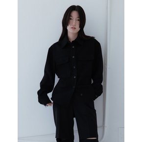 Two-Pocket line Shirt_Black