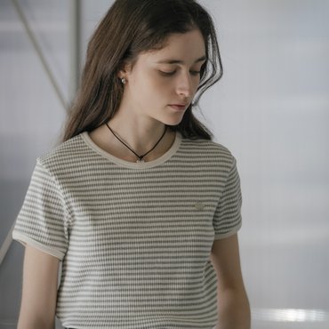 노운베러 Ringer ribbed Stripe T-shirt_Gray