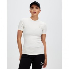 3904325 Puma Classics Ribbed Slim Tee - White