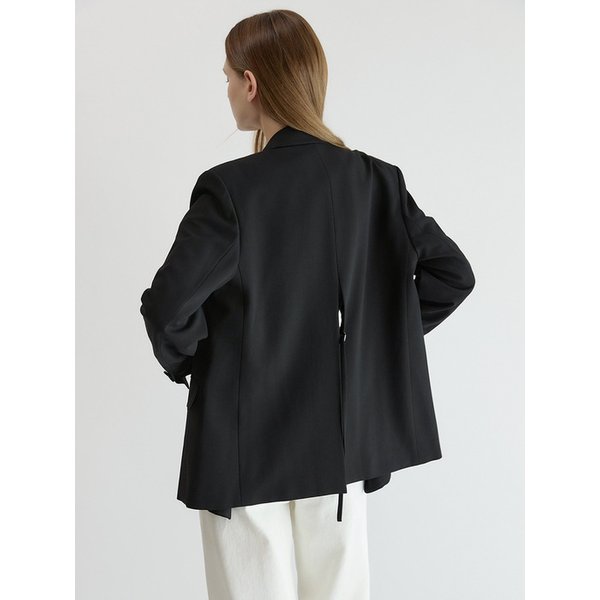 Wool Blend Overfit Back Slit Jacket Black AT5JAF041BK