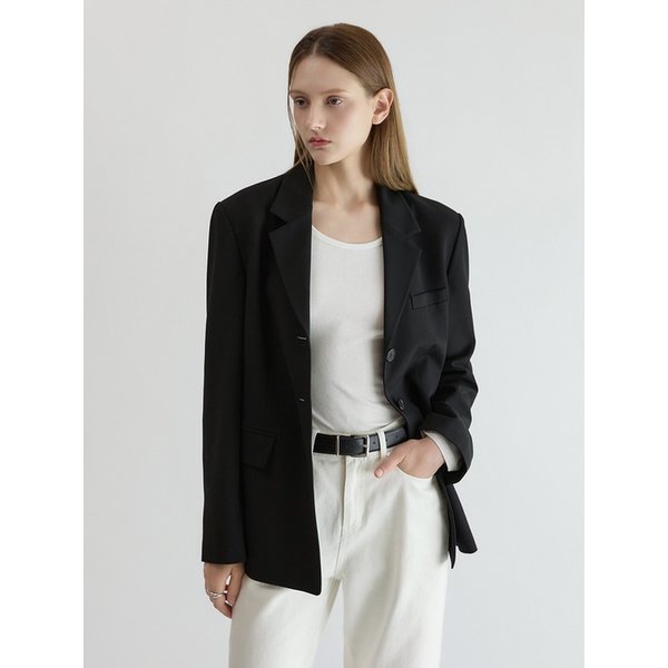 Wool Blend Overfit Back Slit Jacket Black AT5JAF041BK