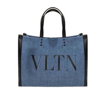 발렌티노 데님 캔버스 VLTN 토트백/블루/2Y2B0A35 USI 6V6