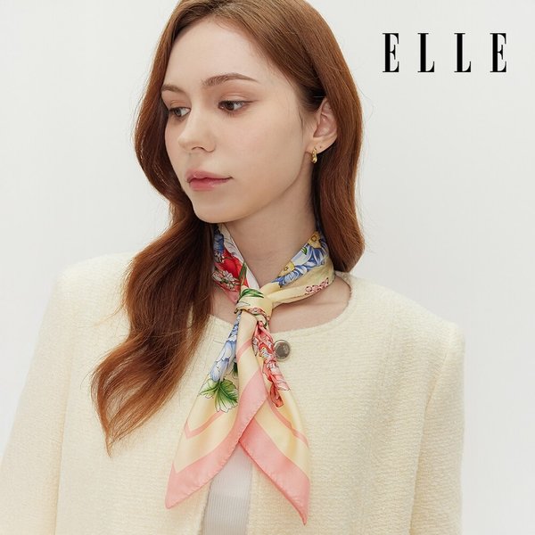 스프링 플라워 실크 미니 정사각 스카프 SE521S305