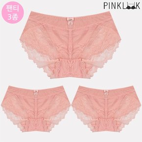 메이 시스루 레이스 여성팬티3P/핑크