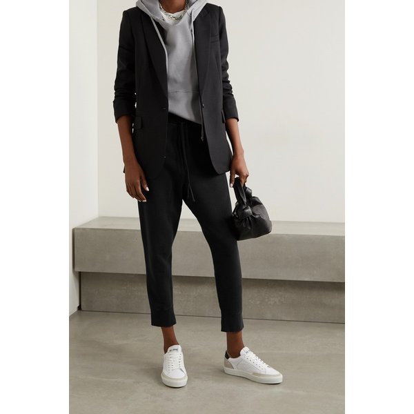 놀란 크롭 코튼 저지 트랙 팬츠 블랙