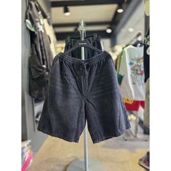 더블제이디 [시흥점] 남여공용 면100%데님 세미버뮤다핏 반바지 워싱 블랙 / JGZZ81410BK
