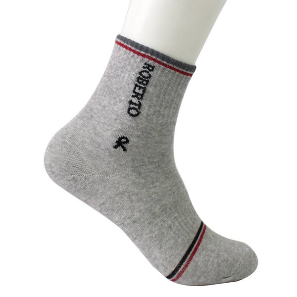 로베르토 로고 남성용 그레이 중목양말 5켤레