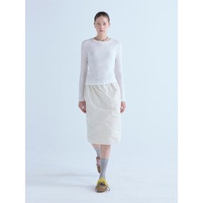 라운드넥 긴소매 면 티셔츠 화이트 0192