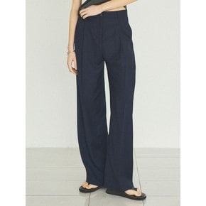 90s Retro Pin Stripe One-tuck Slacks_CTB519(Navy)