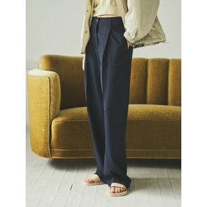 90s Retro Pin Stripe One-tuck Slacks_CTB519(Navy)