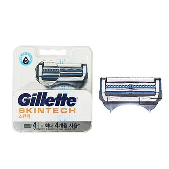 제이큐 Gillette 스킨텍 파워 면도기날 4개입/피부저자극면도