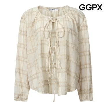 GGPX 라운드 리본 체크 블라우스 (GP8SH009B)