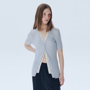 Layered V-Neck Cardigan_LIGHT BLUE