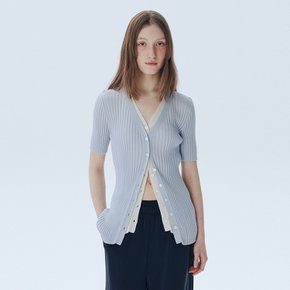 Layered V-Neck Cardigan_LIGHT BLUE