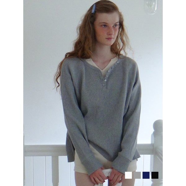 [단독][NEW컬러추가]BUTTON BOXY WAFFLE T-SHIRT  (4Color)_TT5S214