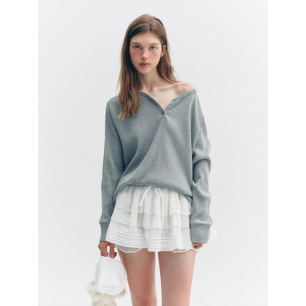 [단독][NEW컬러추가]BUTTON BOXY WAFFLE T-SHIRT  (4Color)_TT5S214