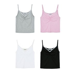 NARI RIBBON SHIRRING SLEEVELESS_4COLORS