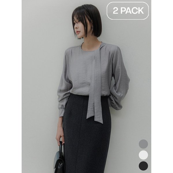 [2pack] 1+1  샬롱 타이 블라우스