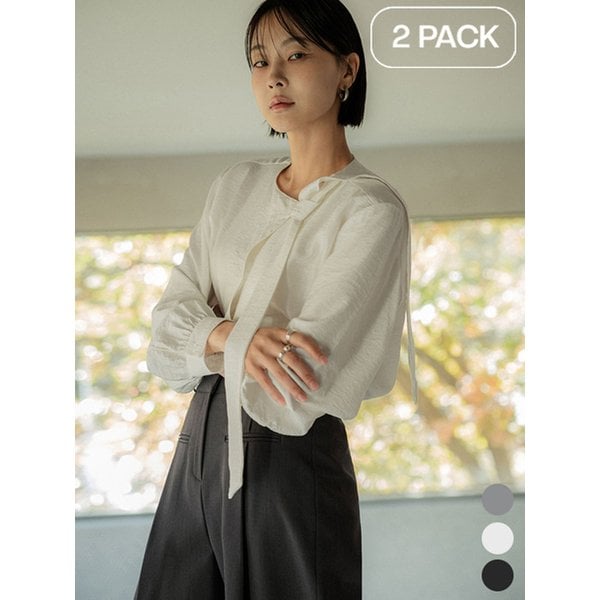 [2pack] 1+1  샬롱 타이 블라우스