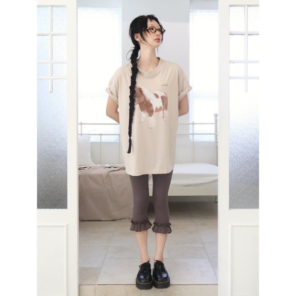 Ruffle Stripe Leggings_Choco brown