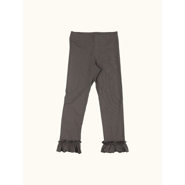 Ruffle Stripe Leggings_Choco brown