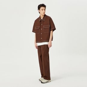 [이수혁 착용] 스티치포인트 반팔 셔켓 BROWN NADU5-MRC360_310