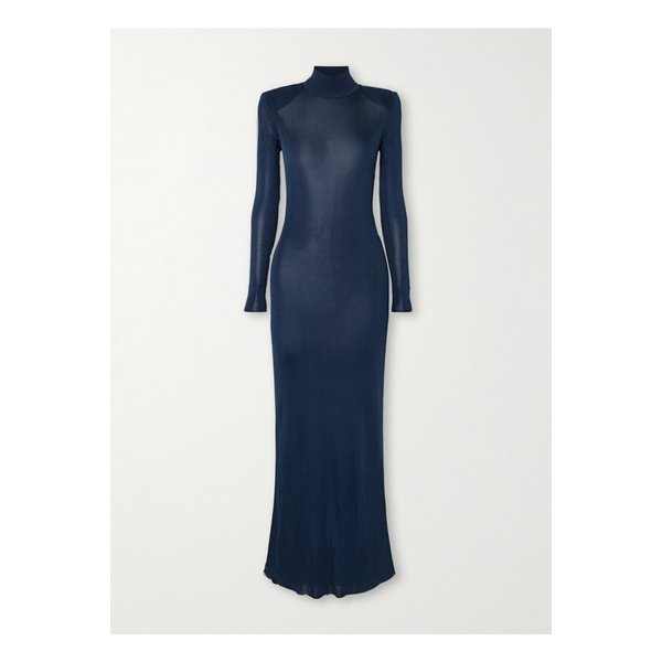 골지 니트 맥시 드레스 네이비 1647597350558614