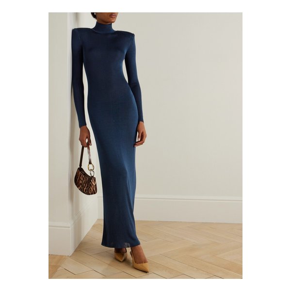 골지 니트 맥시 드레스 네이비 1647597350558614