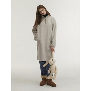 Half Zipup Fleece Dress_Light Beige