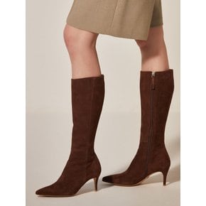 Stiletto Suede Long Boots_Choco Brown