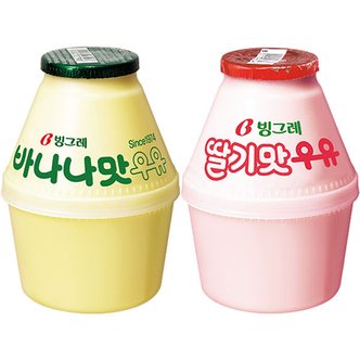  빙그레 바나나맛우유2개+딸기맛우유2개(총4개) 240ml 항아리 단지 가공우유