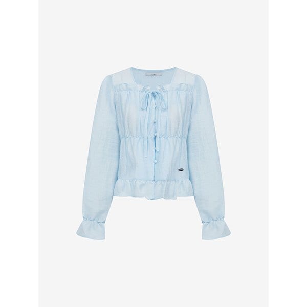 스퀘어넥 콩단추 프릴 블라우스 (VMBAC2417)