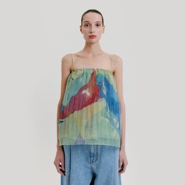 EENK Organza Pleats Sleeveless Top - Multi
