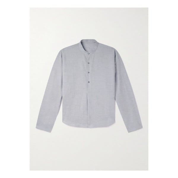 스토파 그랜대드 칼라 리넨 코튼 혼방 하프 플래킷 셔츠 그레이 1647597303532261