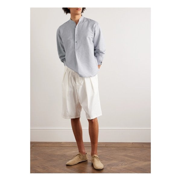 스토파 그랜대드 칼라 리넨 코튼 혼방 하프 플래킷 셔츠 그레이 1647597303532261